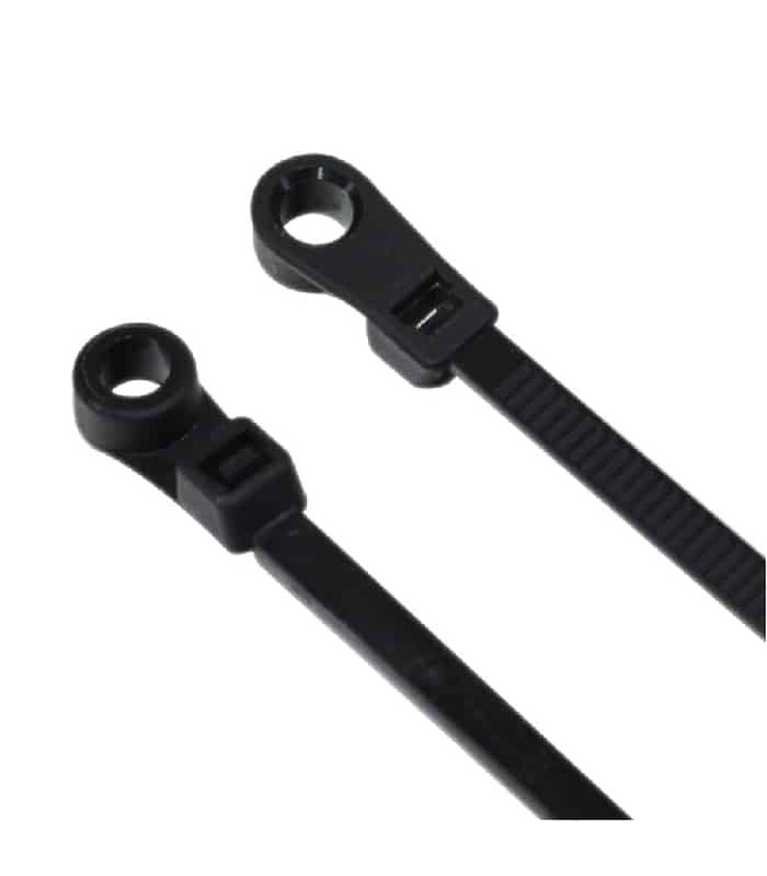 RedTools Nylon Cable Ties 8 with Mountable Head - Black - Pack of 100