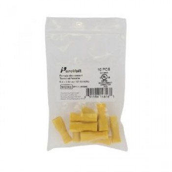 PureVolt Female Insulated Blade Terminal - .250" - 12-10 AWG - Yellow - Pack of 10
