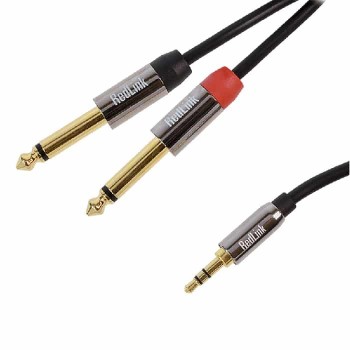 RedLink Câble 3.5mm mâle stéréo à 2x 6.3mm mono mâle - 2M
