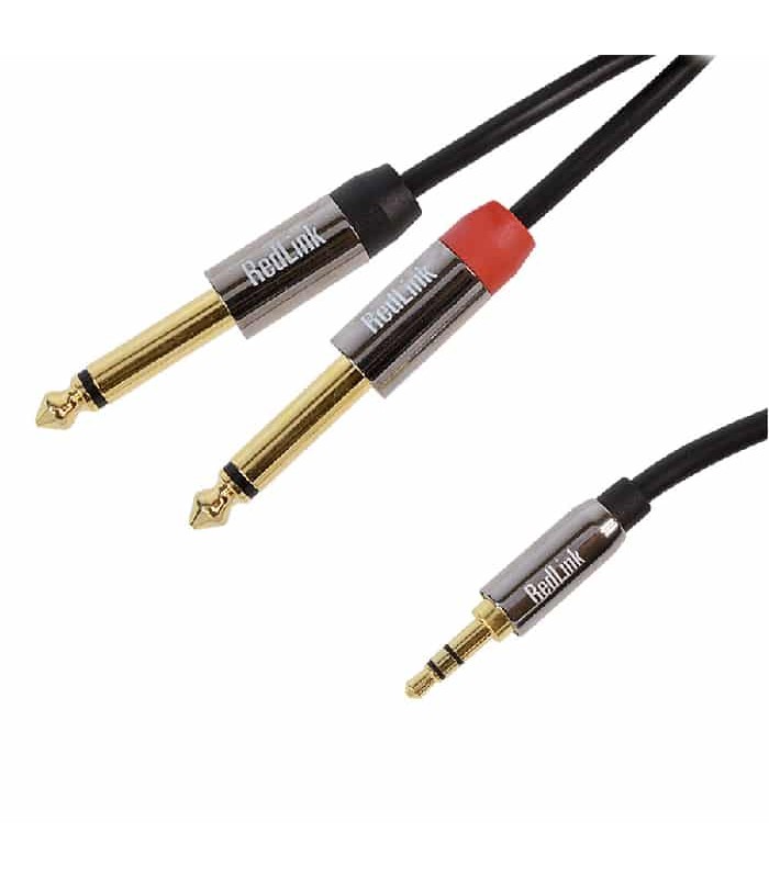 RedLink Stereo 3.5mm Male to 2x Mono 6.3mm Male Cable - 2M