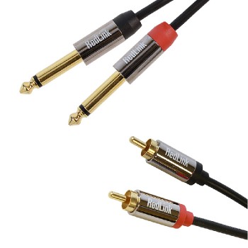 RedLink 2 RCA Male to 2x 6.3mm Mono Male Cable - 4M