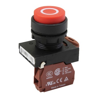 Interrupteur à bouton-poussoir MARCHE/ARRÊT - Tête saillante - Non-illuminé - Rouge
