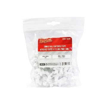 RedTools Double Nail Flat Cable Clip - 1/2" - White - Pack of 100