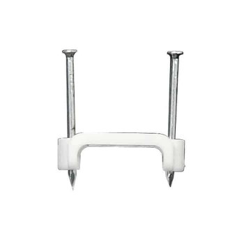 RedTools Attache plate à 2 clous pour câble - 3/4" - Blanc - Paquet de 100