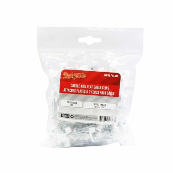 RedTools Attache plate à 2 clous pour câble - 3/4" - Blanc - Paquet de 100