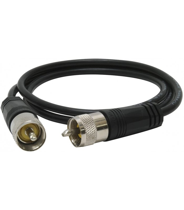 TruckSpec 3' CB Antenna Coax Cable with PL-259 Connectors, Black