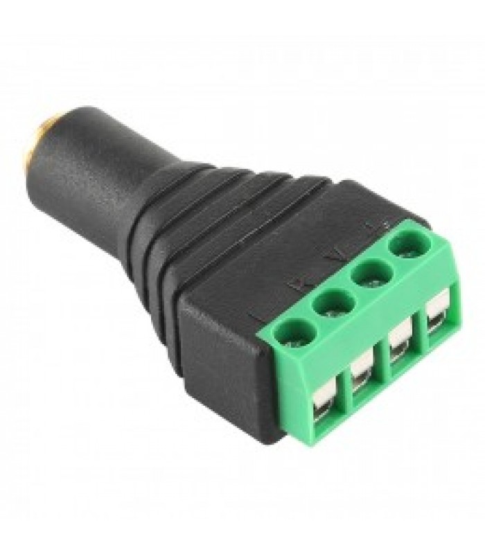 Global Tone 3.5mm Stereo female to 4 pins Pitch Screw Terminal Block Connector