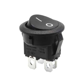 Rocker Switch ON/OFF - DPST - 4 Pins - 125V - 10A - Black