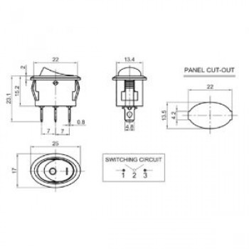 Interrupteur à bascule ON/OFF - SPST - 2 pins - 125V - 12A - Noir