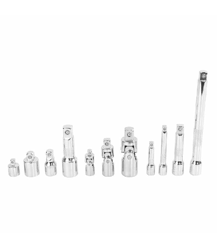 Socket, Adapter ans Universal joints Set - 11 Pieces