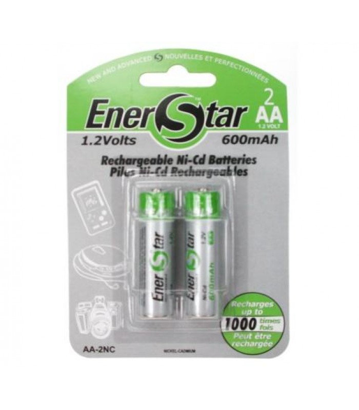 Piles Enerstar rechargeables AA NI-CD 1.2V 600mAh - Paquet de 2