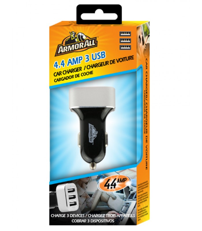 Chargeur de voiture 4.4A, 3 ports USB de Armor All