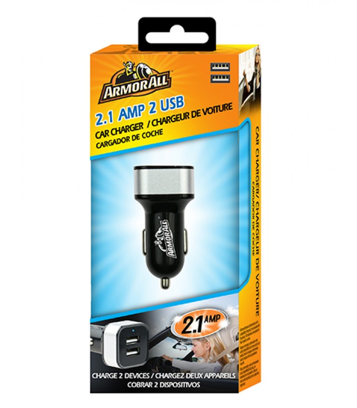 Chargeur de voiture 2.4A, 2 ports USB de Armor All