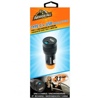 ArmorAll Chargeur de voiture Type-C avec USB 3.1A