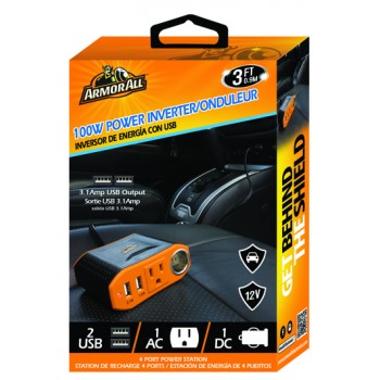 Ondulalteur de courrant 100 Watt Onduleur Armor All avec 2 ports USB