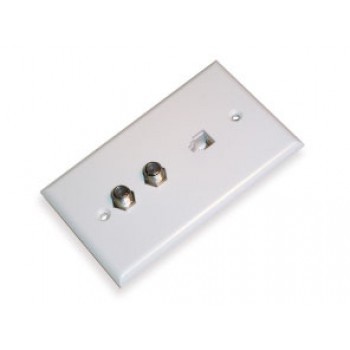 Yesa Dual Coax RG6 w/ Phone RJ-11 Wall Plate - White