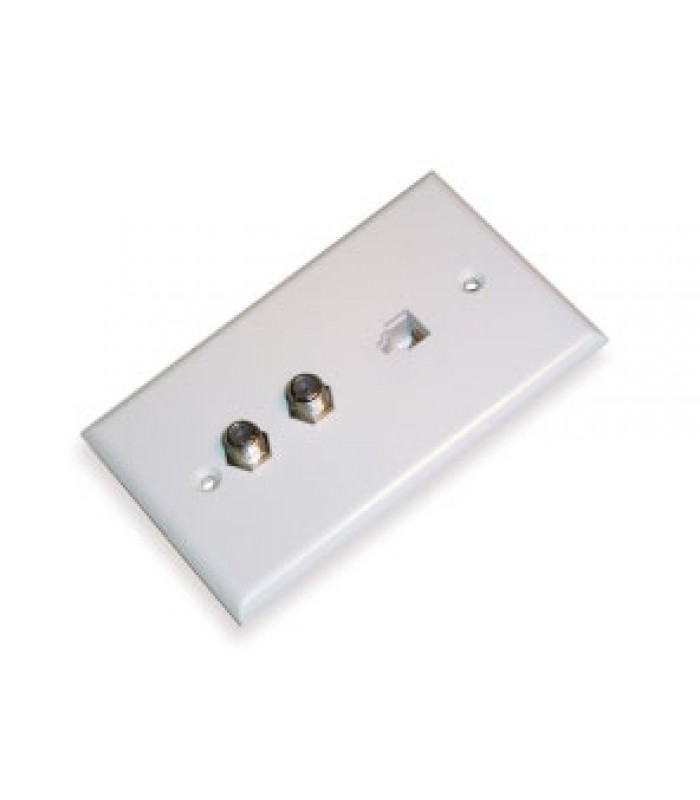 Yesa Dual Coax RG6 w/ Phone RJ-11 Wall Plate - White