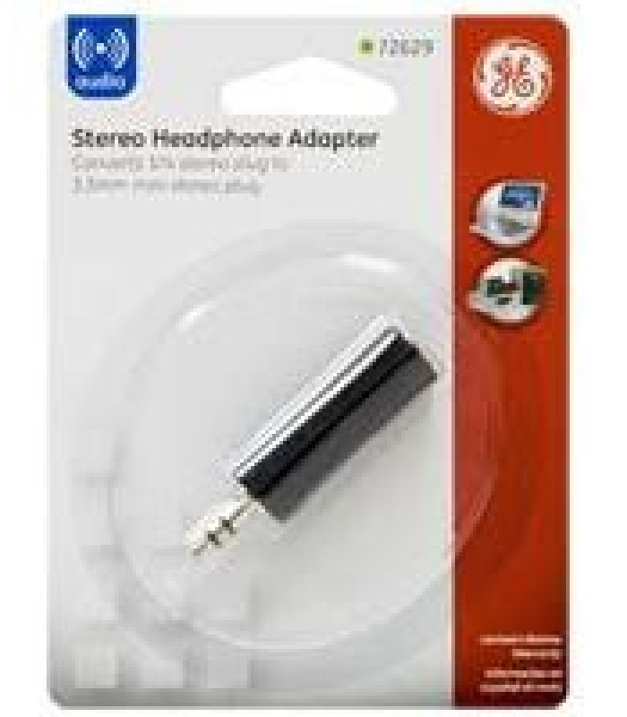 GE 72629 Stereo Headphone Adaptor, 6.3mm female to 3.5mm male