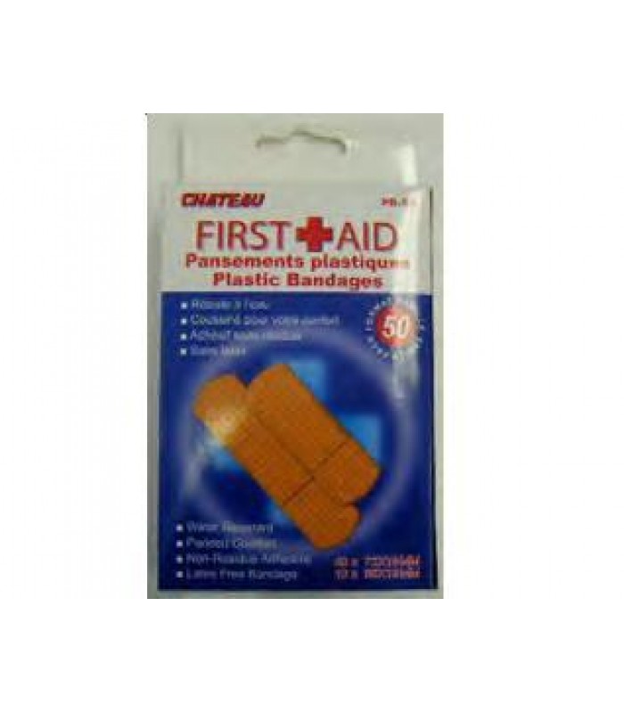 First Aid Bandages Water Resistant - Pack of 50 - Assorted sizes