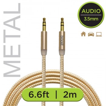 BOOST Câble audio tressé double en nylon anti-nœuds. Embouts en métal et connecteurs plaqués or.Longueur: 2 m (6.6 pi.)