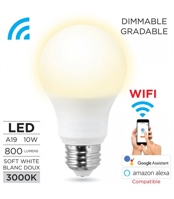 Smart wi-fi A 19 LED bulb white,9W gradable de Boost