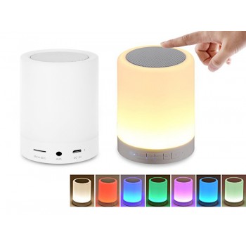 Haute-Parleur Bluetooth/Lampe tactile LED avec Lecteur Carte Micro SD, Entrée Auxiliare