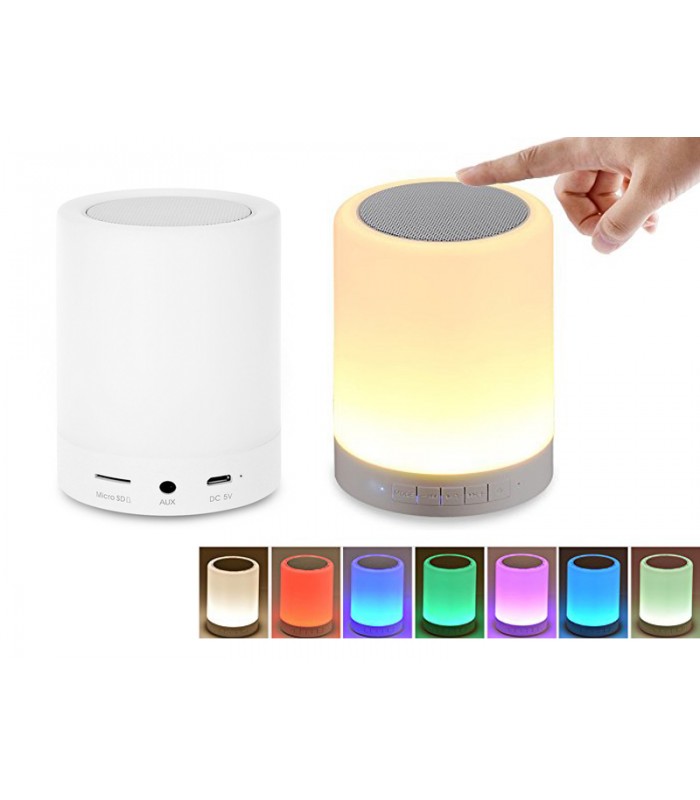 Haute-Parleur Bluetooth/Lampe tactile LED avec Lecteur Carte Micro SD, Entrée Auxiliare