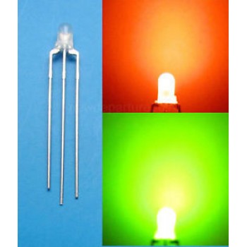 DEL bi-couleur rouge/vert 3mm anode commune - Paquet de 10