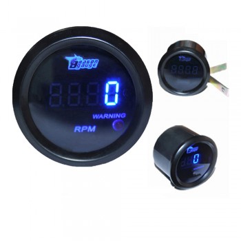 Black 2" 52mm Blue LED Tachometer Car Gauge 0-8000 RPM