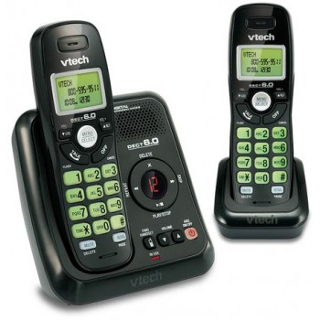 VTech 2-Handset DECT 6.0 Cordless Phone - Black - Refurbished
