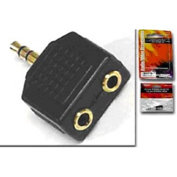 Adaptateur en Y 3.5mm mâle vers 2 prises 3.5mm stréréo plaquée Or de Wellson