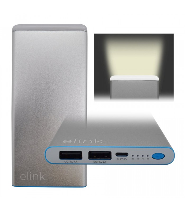 eLink 7000mah slim power bank with light