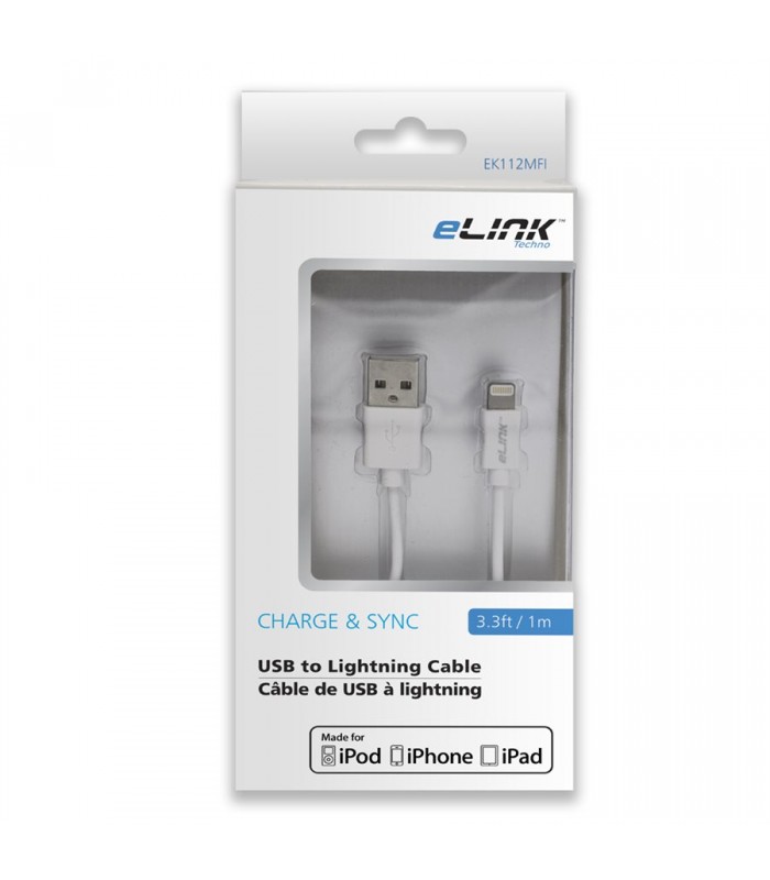 eLink 3.3 ft USB to lightning MFI Cable