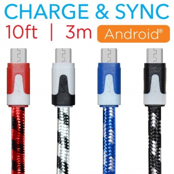 eLink 10FT Flat Braided Micro to USB cable