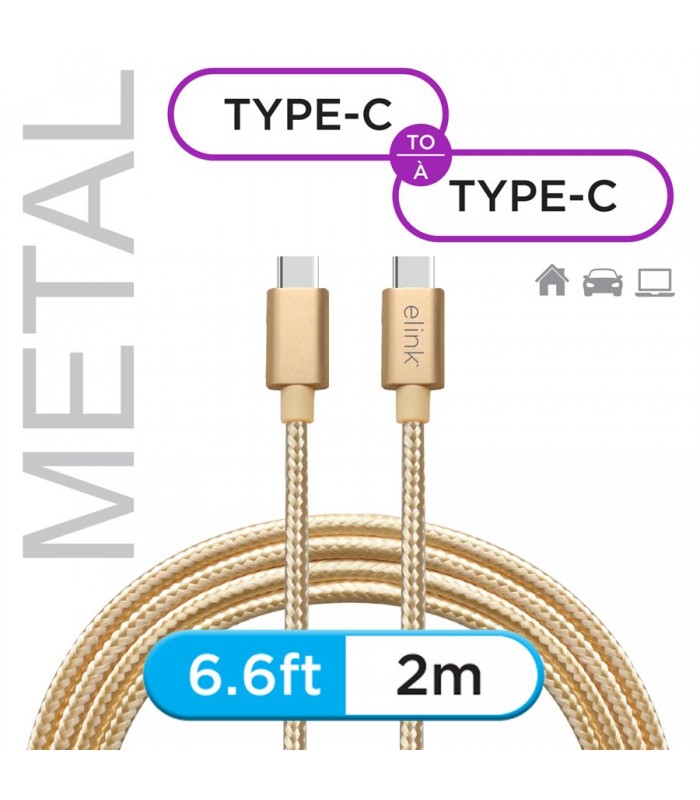 eLink 6.6ft Type-C to Type-C heavy duty braided cable