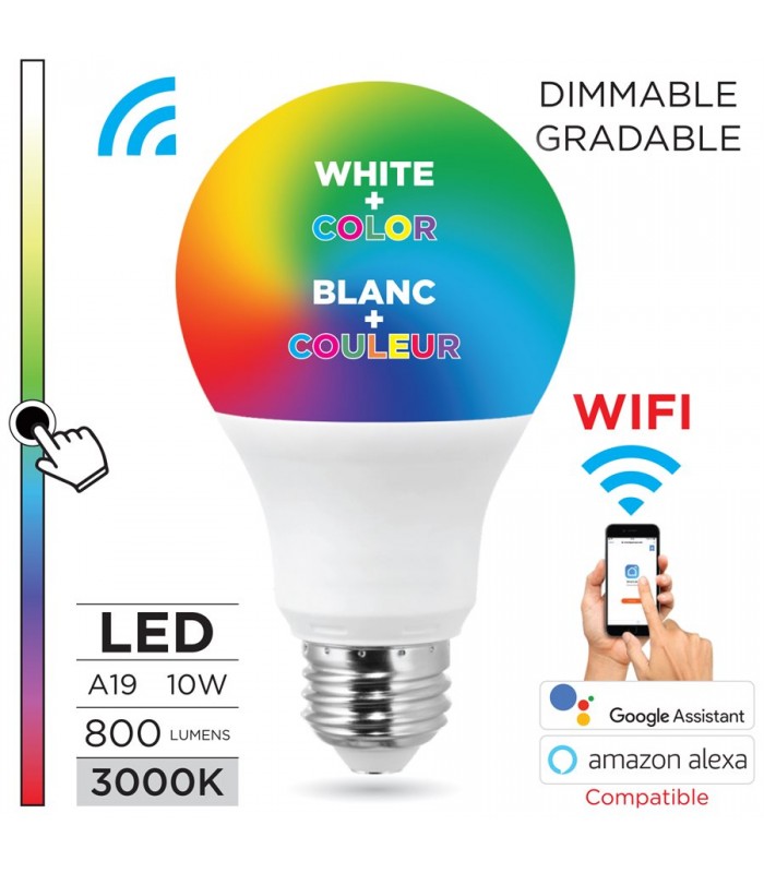 eLink Smart Wi-Fi A19 LED bulb (color + white), 9W dimmable