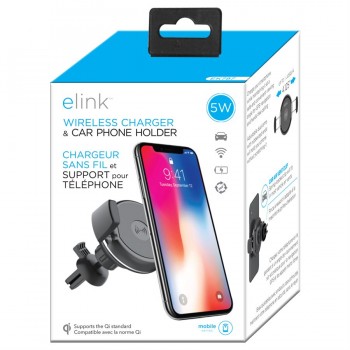 5W Chargeur sans-fil Qi pour la voiture et support pour téléphone de eLink