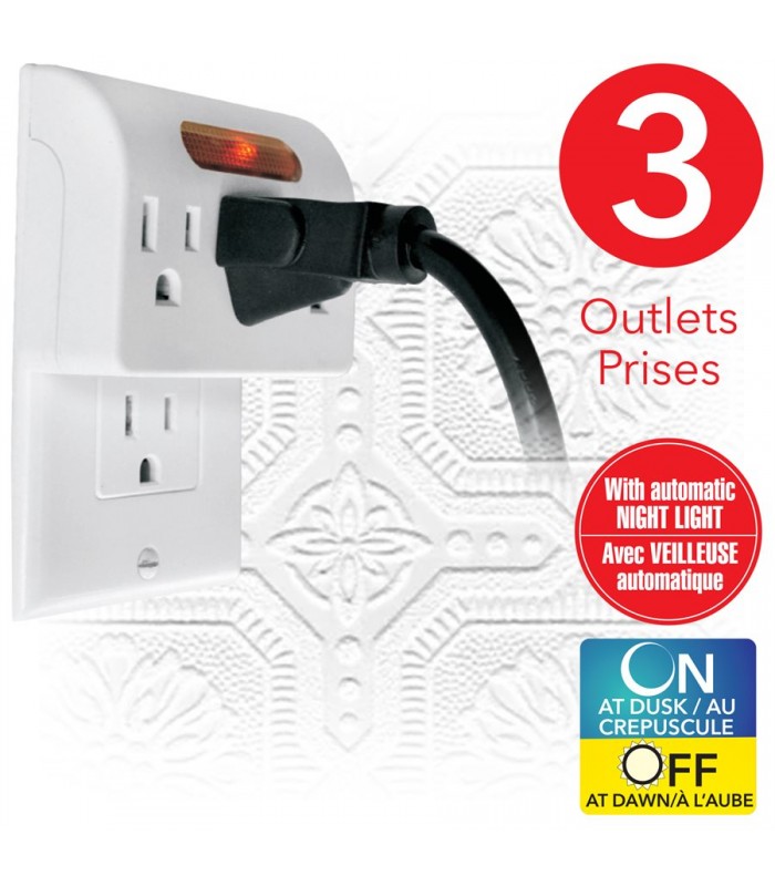 eLink 3-Outlet tap with automatic night light