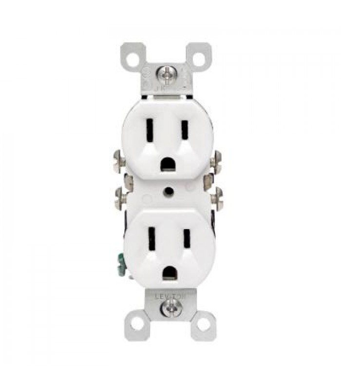 Duplex electrical receptacle - White