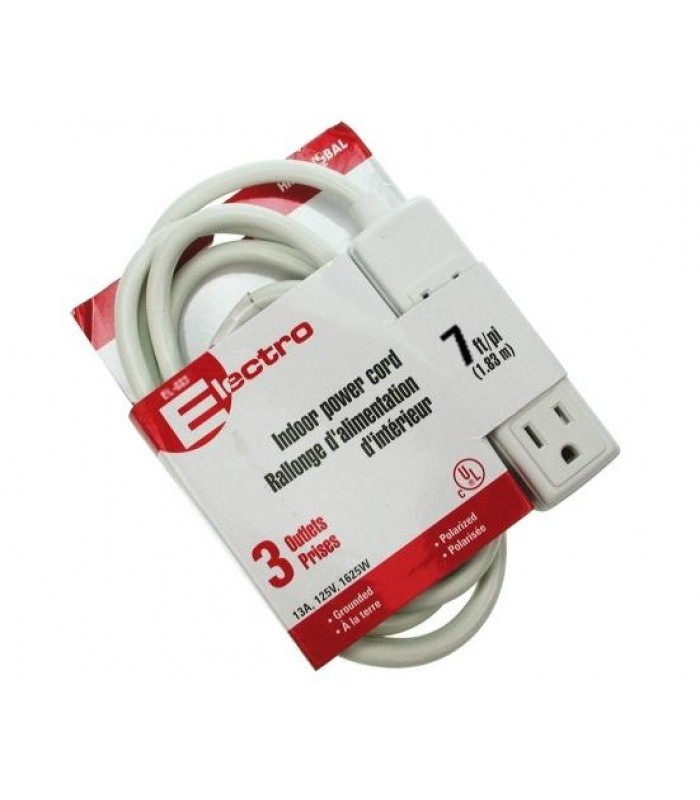 Indoor power cord 7ft (2.13m) 3 outlets