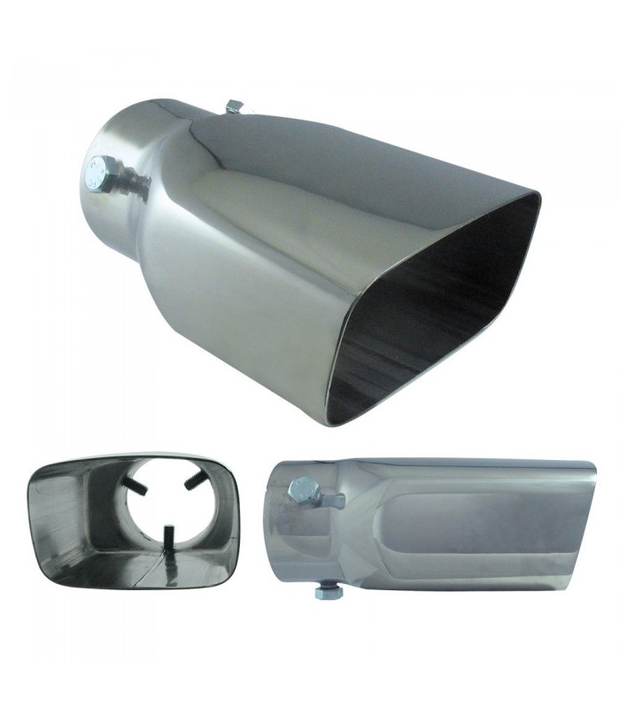 Stainless Steel Exhaust Tip 3.5 X 1-5 / 8 X 2-1 / 4 X 6 Rectangular Slant