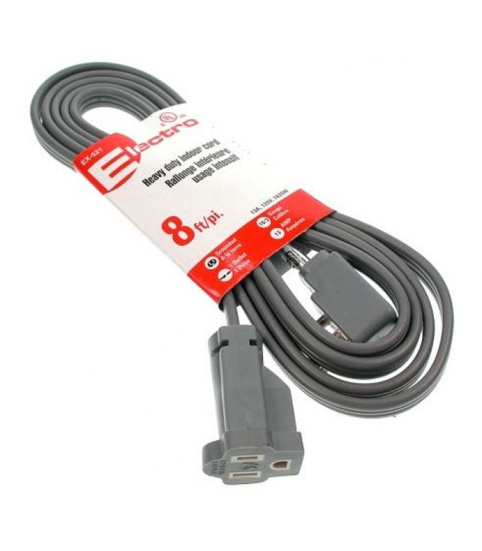 Heavy Duty Intdoor Extension Cord, 8-ft