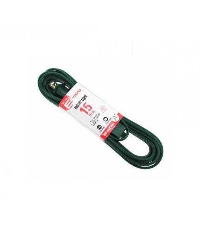 AC indoor extension cord 2 pins15 ft. - Green