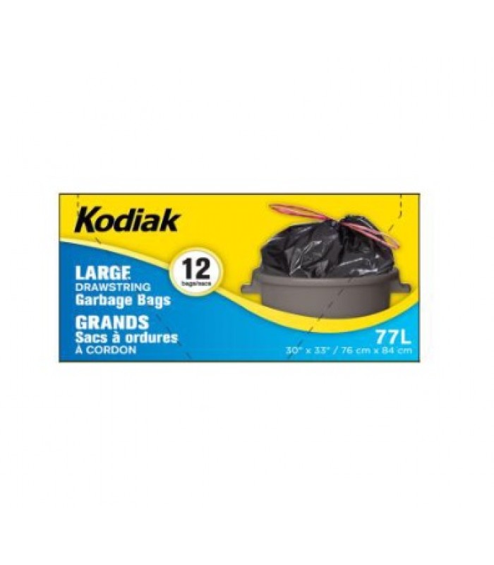 Kodiak Large drawstring garbage bags 77L - 12 pcs