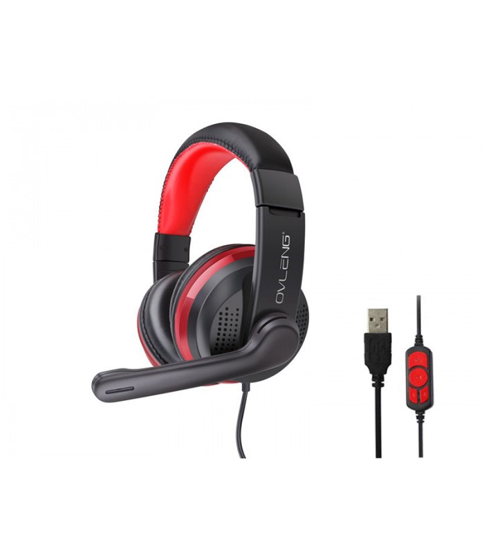 Ovleng GT91 Super Bass Stereo USB 2.0 Adjustable Headphone & Mic for Computer