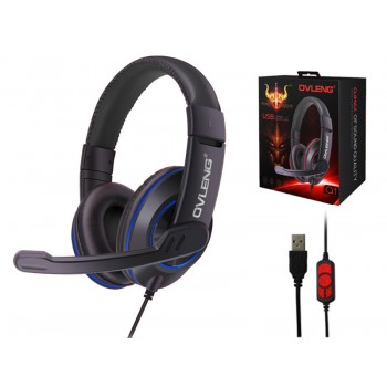 OVLENG Q1 USB Casque d'écoute de Jeu avec Micro antibruit pour ordinateur - Bleu