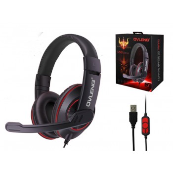 OVLENG Q1 USB Casque d'écoute de Jeu avec Micro antibruit pour ordinateur - Rouge