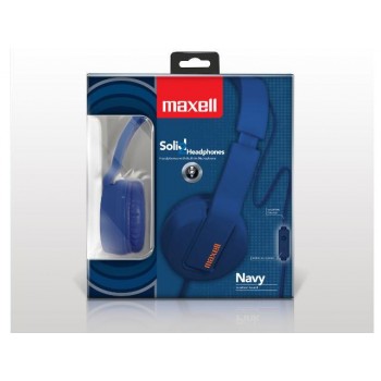 Maxell Solid Headphones with Built-In Microphone - Navy