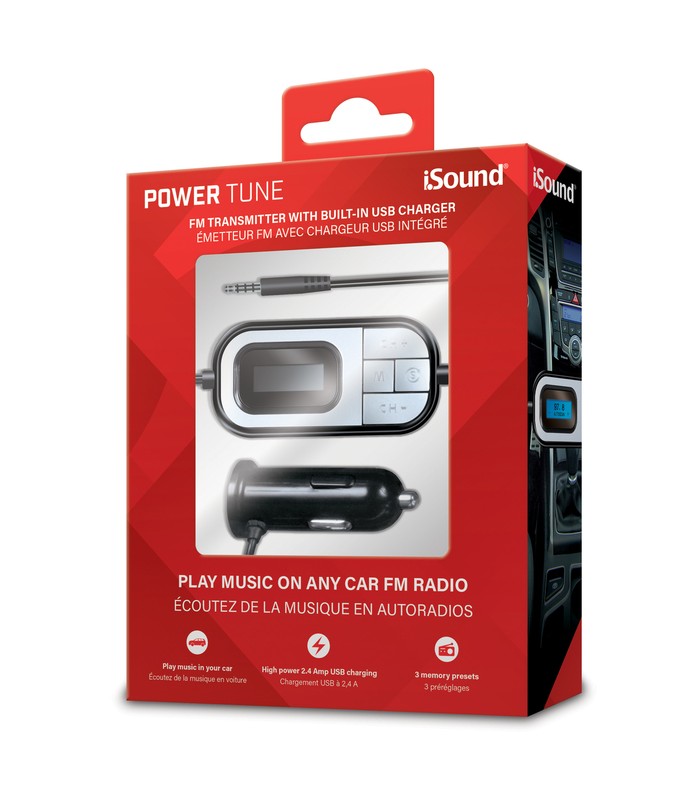 iSound Power Tune FM Transmitter with Built-In USB Charger