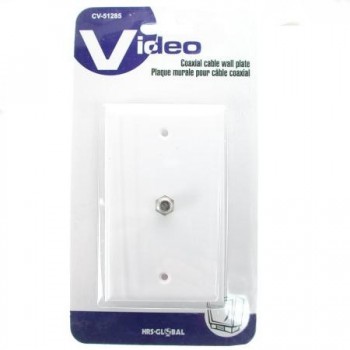 Coaxial cable wall plate - White